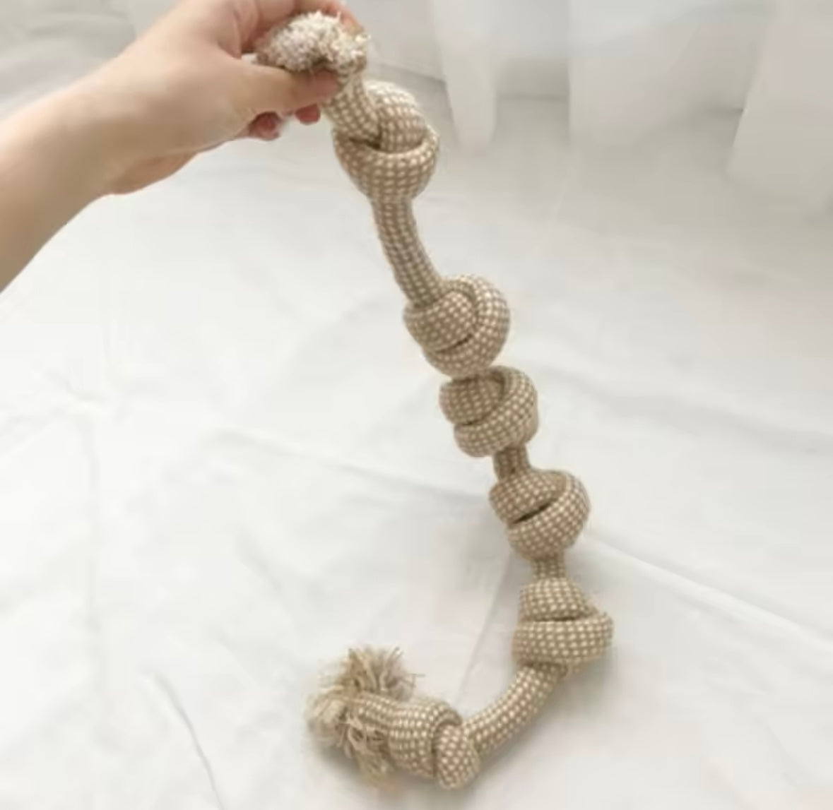 Corde en Coton Beige pour Chiens - Jouet Naturel Résistant et Sécuritaire