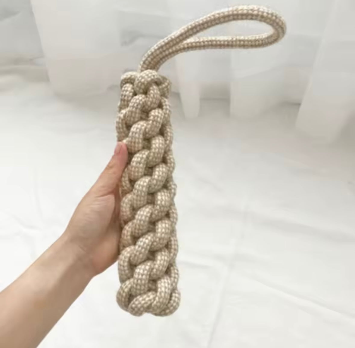 Corde en Coton Beige pour Chiens - Jouet Naturel Résistant et Sécuritaire