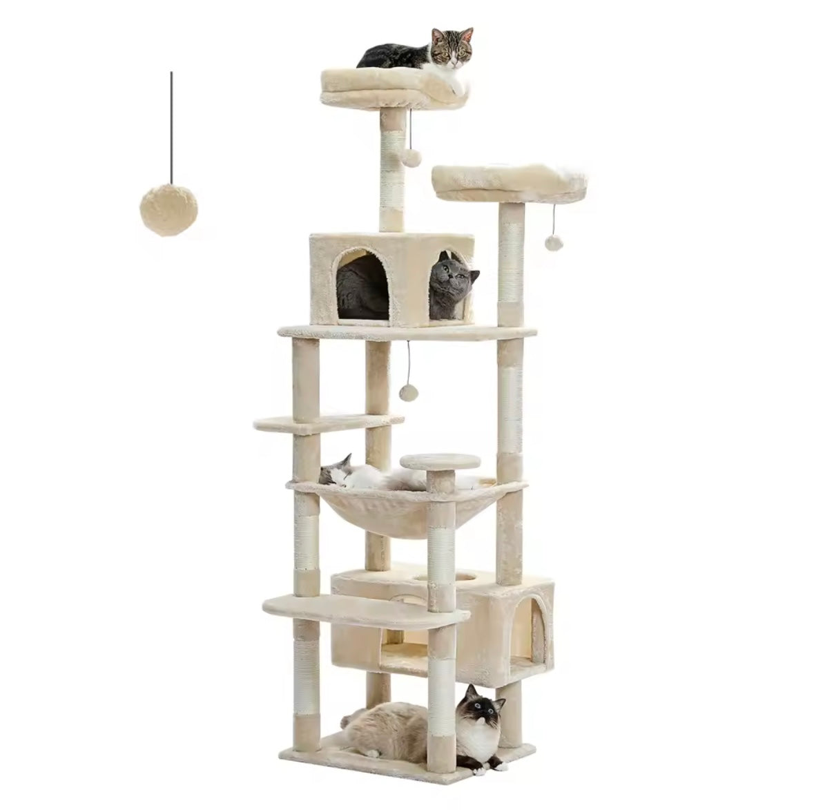 Grand Arbre à Chat et Tour pour Chats d'Intérieur - 136cm / 164cm / 184cm