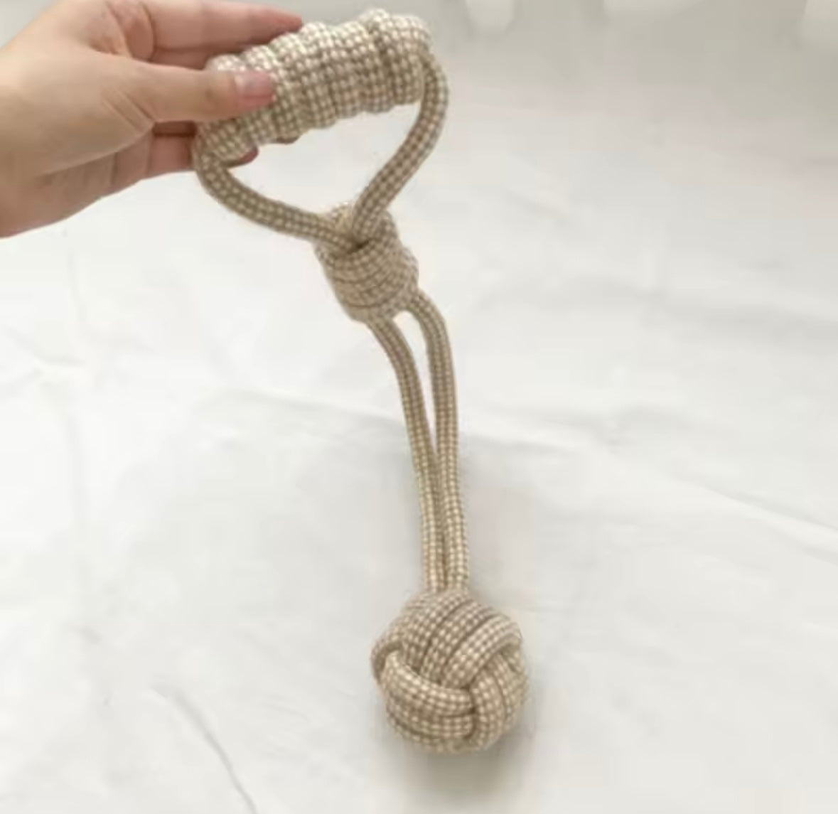 Corde en Coton Beige pour Chiens - Jouet Naturel Résistant et Sécuritaire